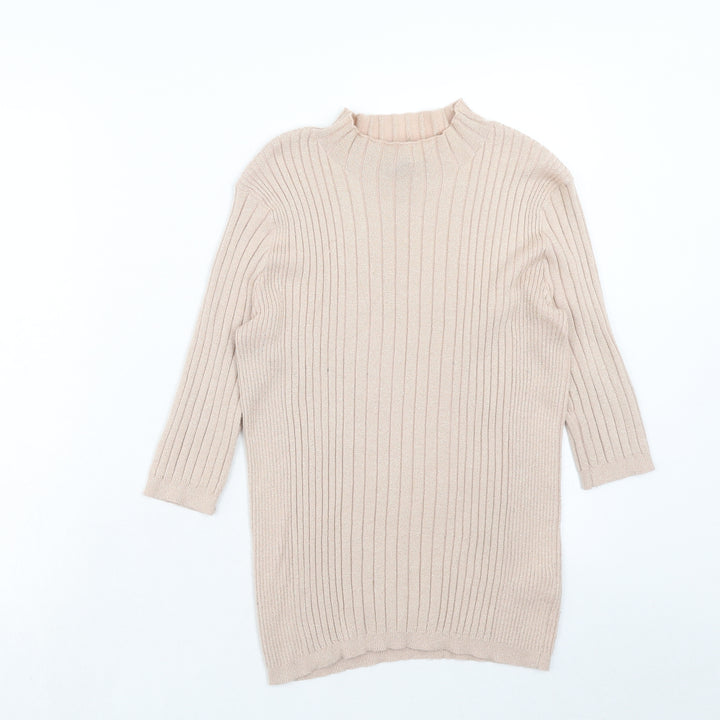 Atmosphere Womens Pink Mock Neck Herringbone Viscose Pullover Jumper Size 12