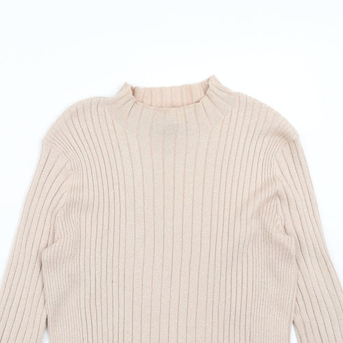 Atmosphere Womens Pink Mock Neck Herringbone Viscose Pullover Jumper Size 12
