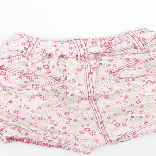Matalan Girls Pink Geometric Cotton Cropped Trousers Size 9 Months Button