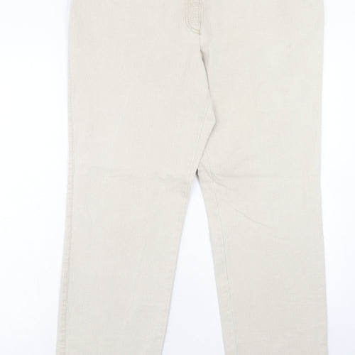 BE XLEYS Womens Beige Cotton Straight Jeans Size 38 in Regular Zip