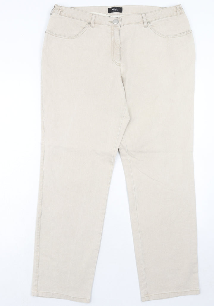 BE XLEYS Womens Beige Cotton Straight Jeans Size 38 in Regular Zip