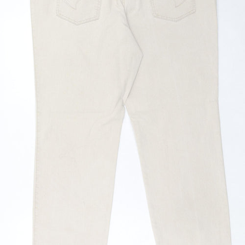 BE XLEYS Womens Beige Cotton Straight Jeans Size 38 in Regular Zip