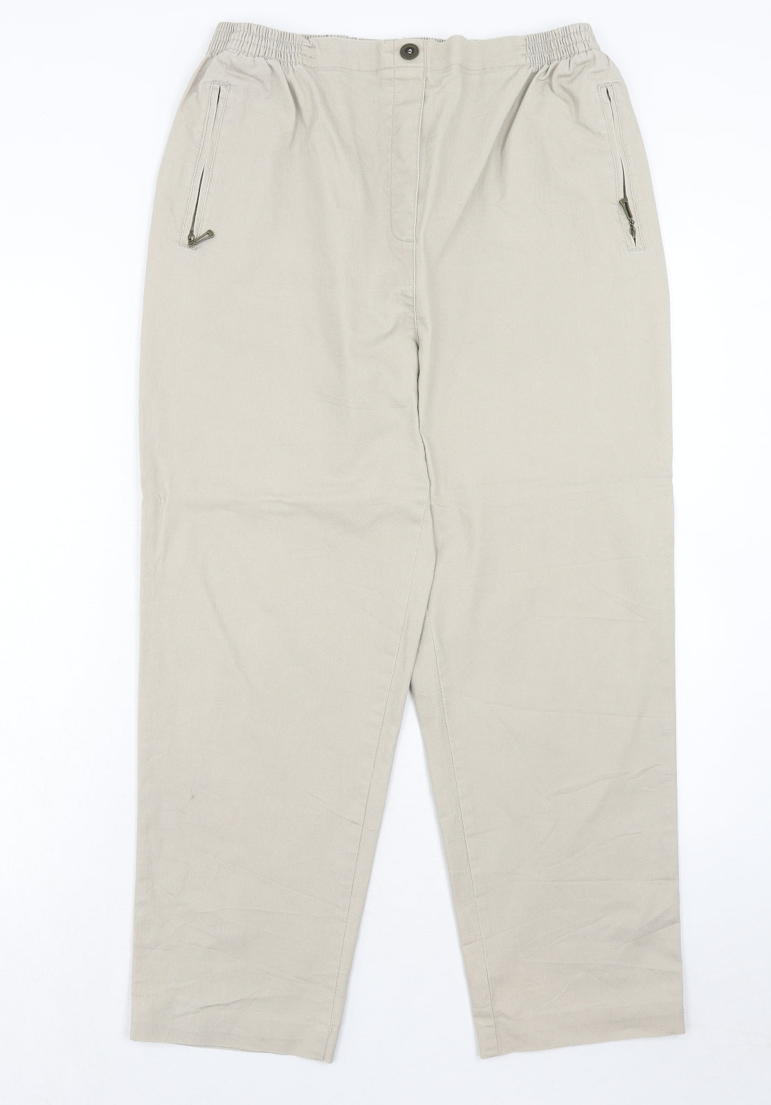 Alica Womens Beige Cotton Trousers Size 30 in Regular Button