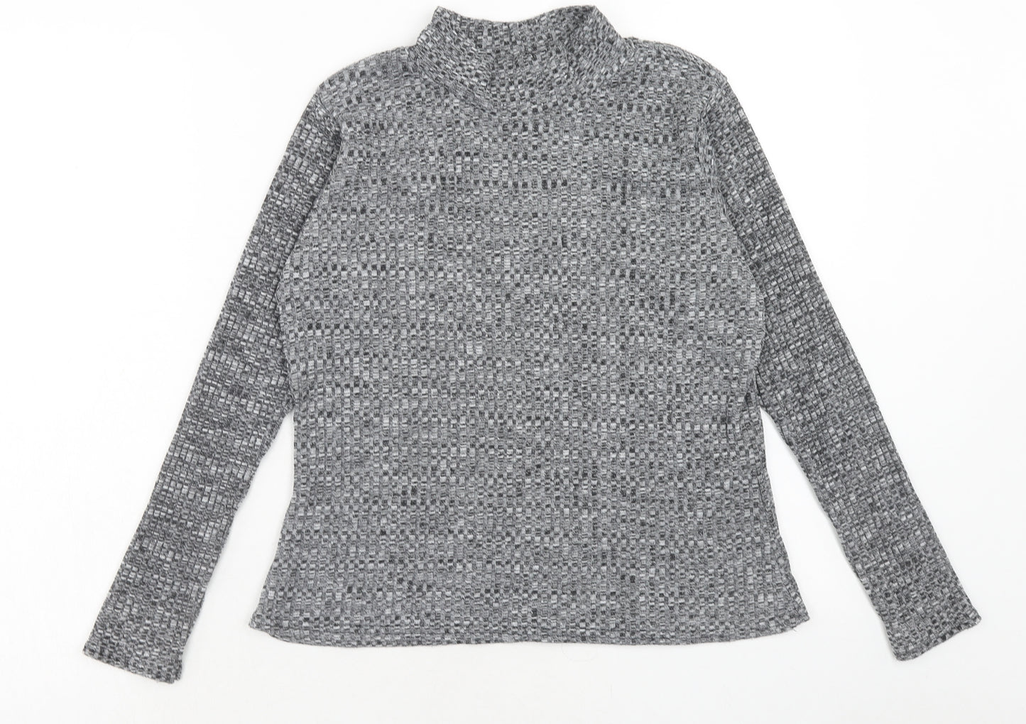 Boohoo Womens Grey High Neck Polyester Pullover Jumper Size M - Size M/L