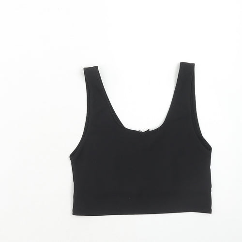 Stradivarius Womens Black Polyester Cropped Tank Size S Scoop Neck