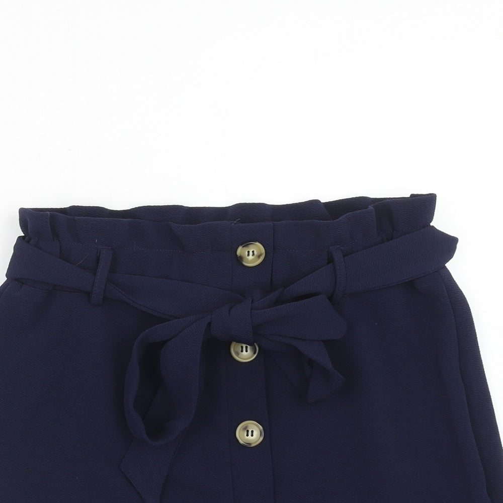 SheIn Womens Blue Polyester A-Line Skirt Size M Button - Belt Included