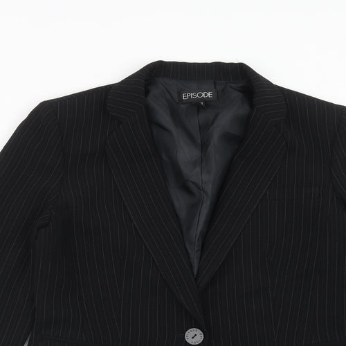 Episode Womens Black Striped Polyacrylate Fibre Jacket Suit Jacket Size 14