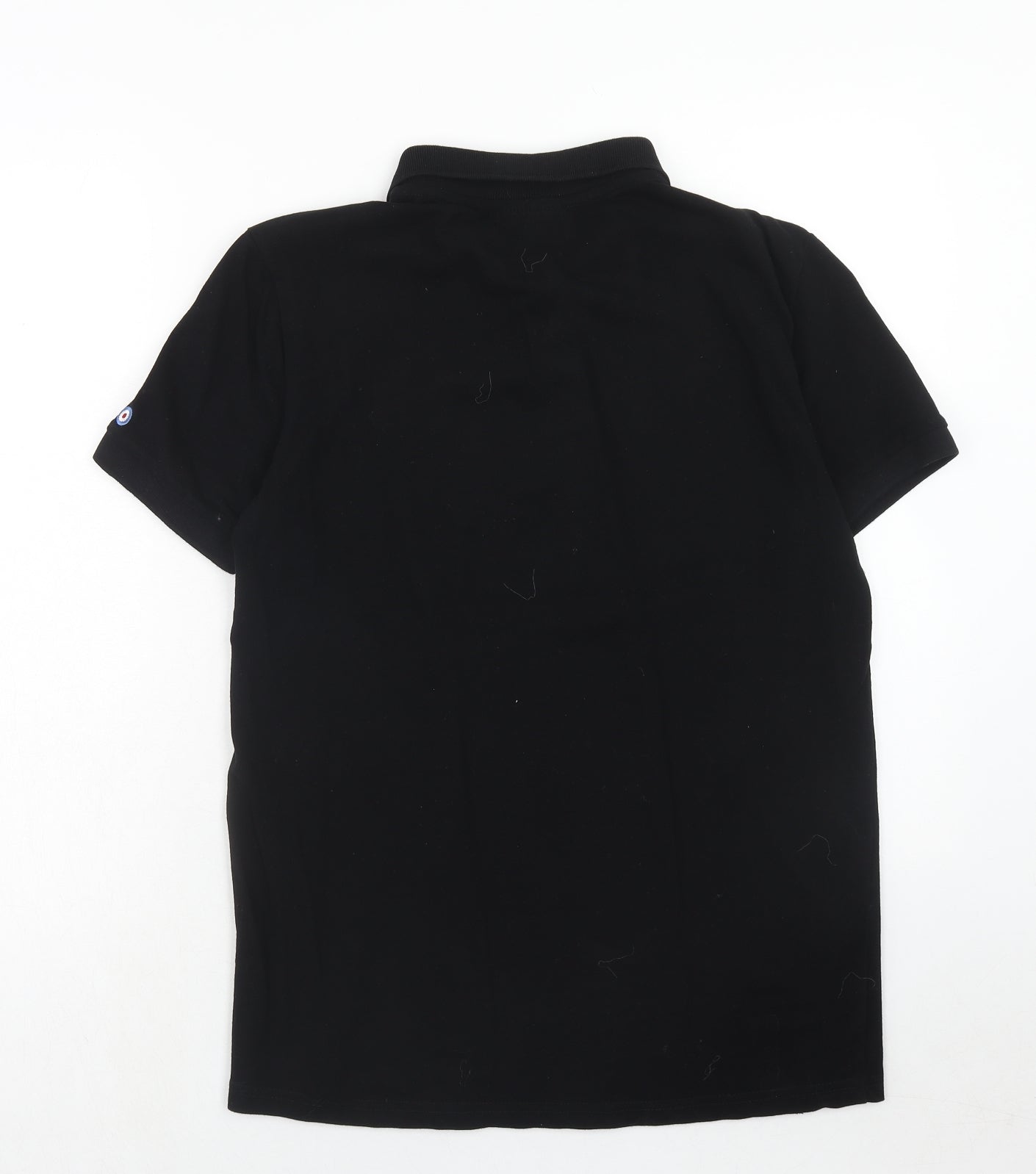 Lambretta Mens Black Cotton Polo Size M Collared Button