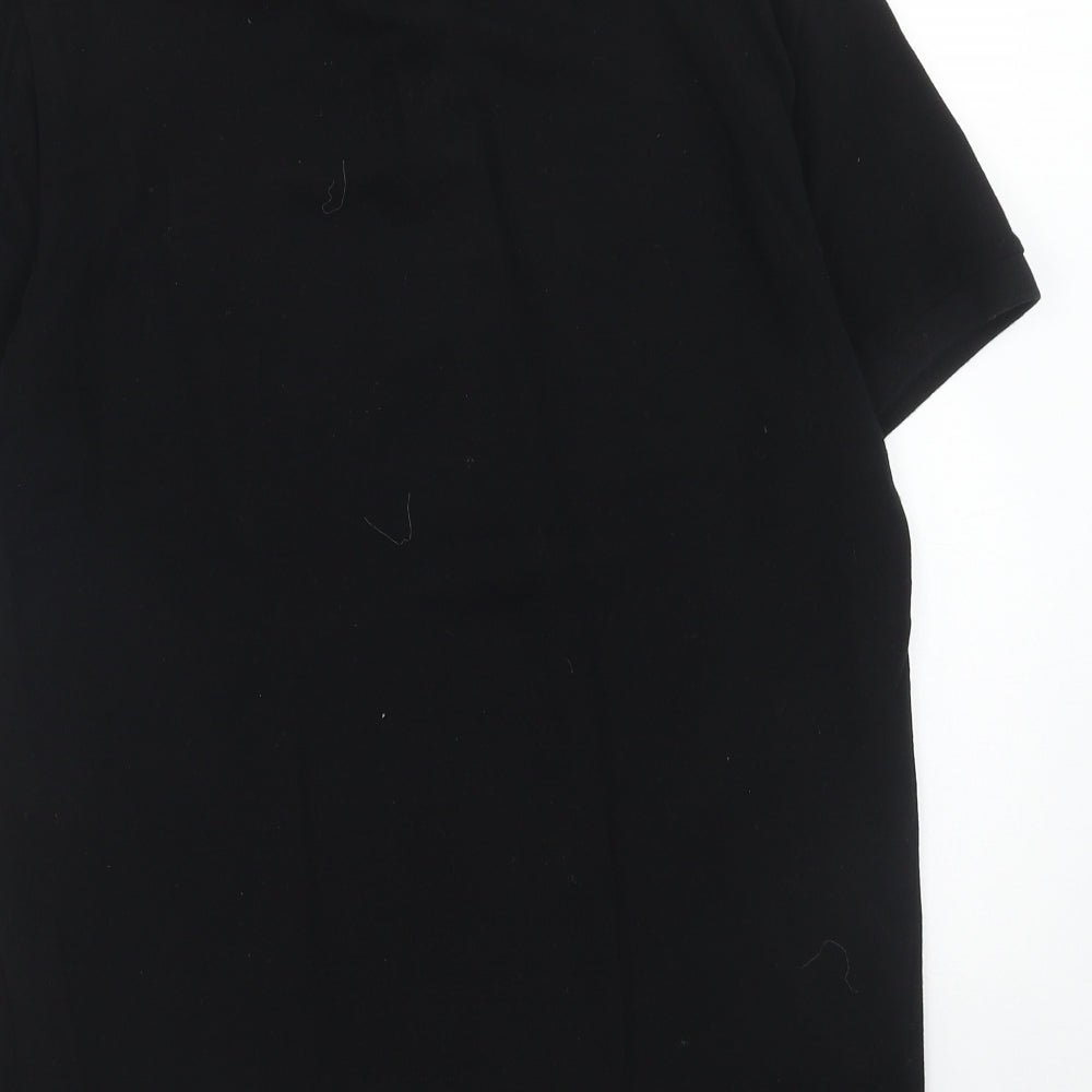Lambretta Mens Black Cotton Polo Size M Collared Button