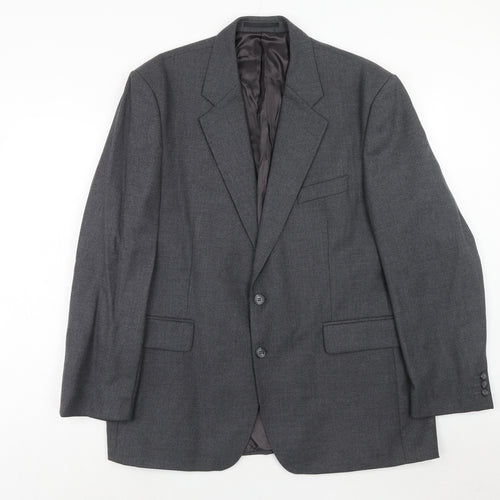 Label Mens Grey Polyacrylate Fibre Jacket Suit Jacket Size 44 Regular