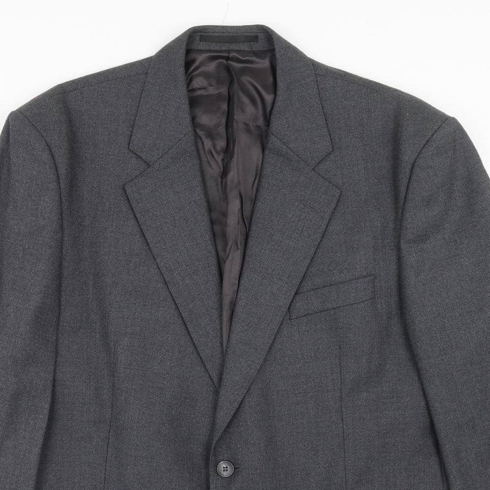 Label Mens Grey Polyacrylate Fibre Jacket Suit Jacket Size 44 Regular