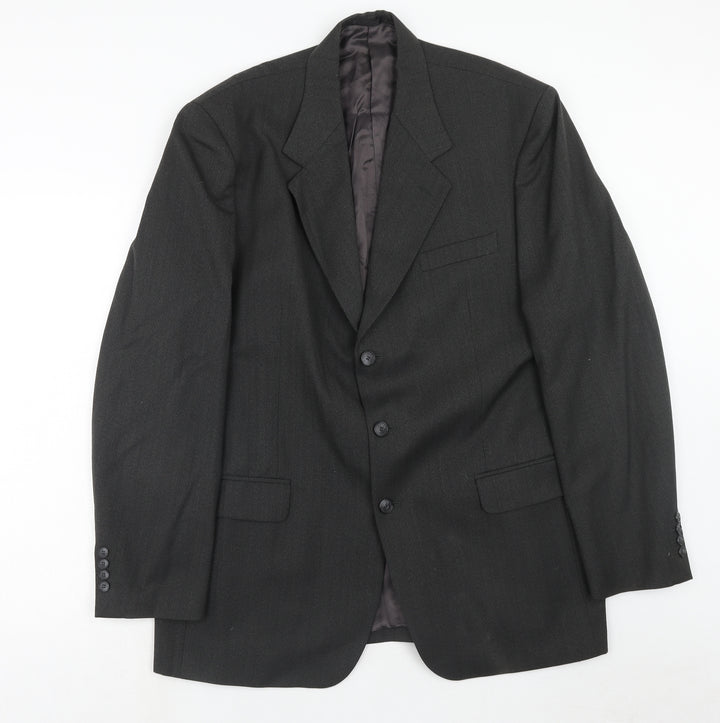 James Barry Mens Grey Striped Polyester Jacket Suit Jacket Size 44 Regular