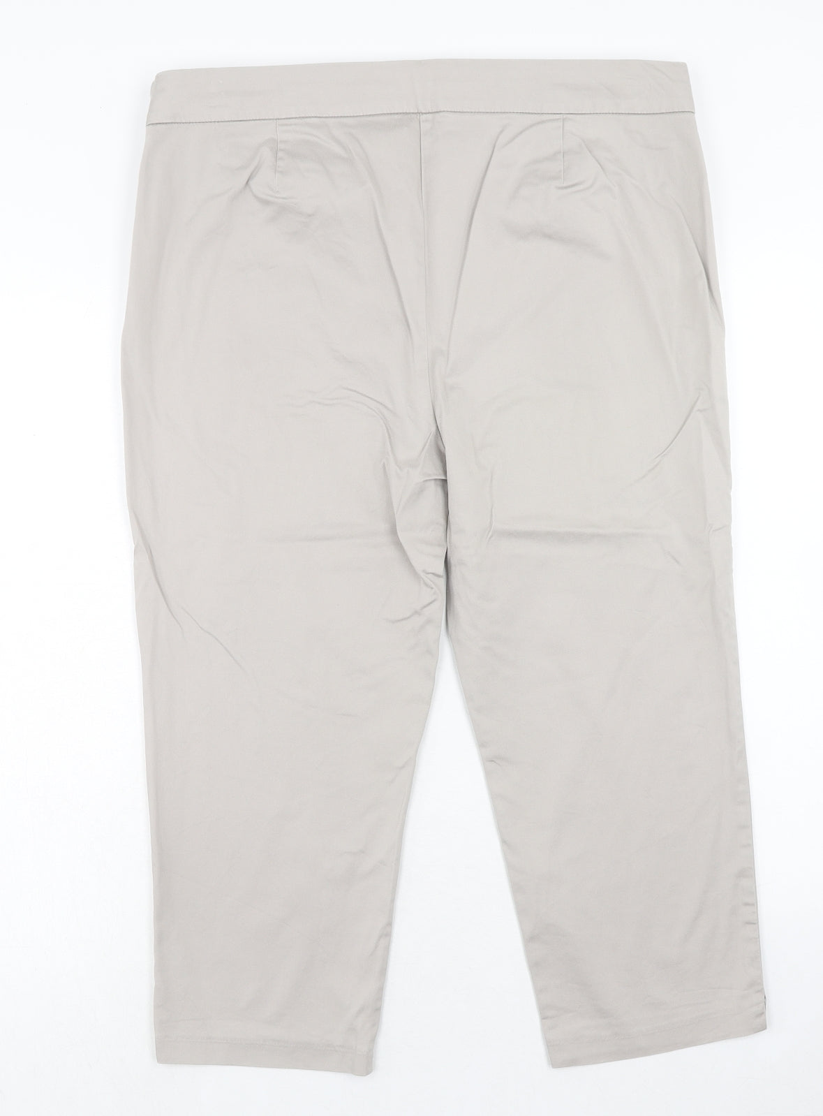 Marks and Spencer Womens Beige Cotton Cropped Trousers Size 16 Regular Zip