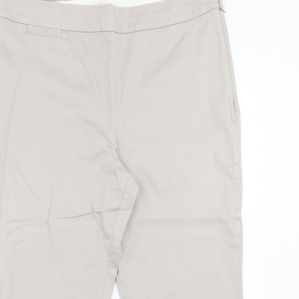 Marks and Spencer Womens Beige Cotton Cropped Trousers Size 16 Regular Zip