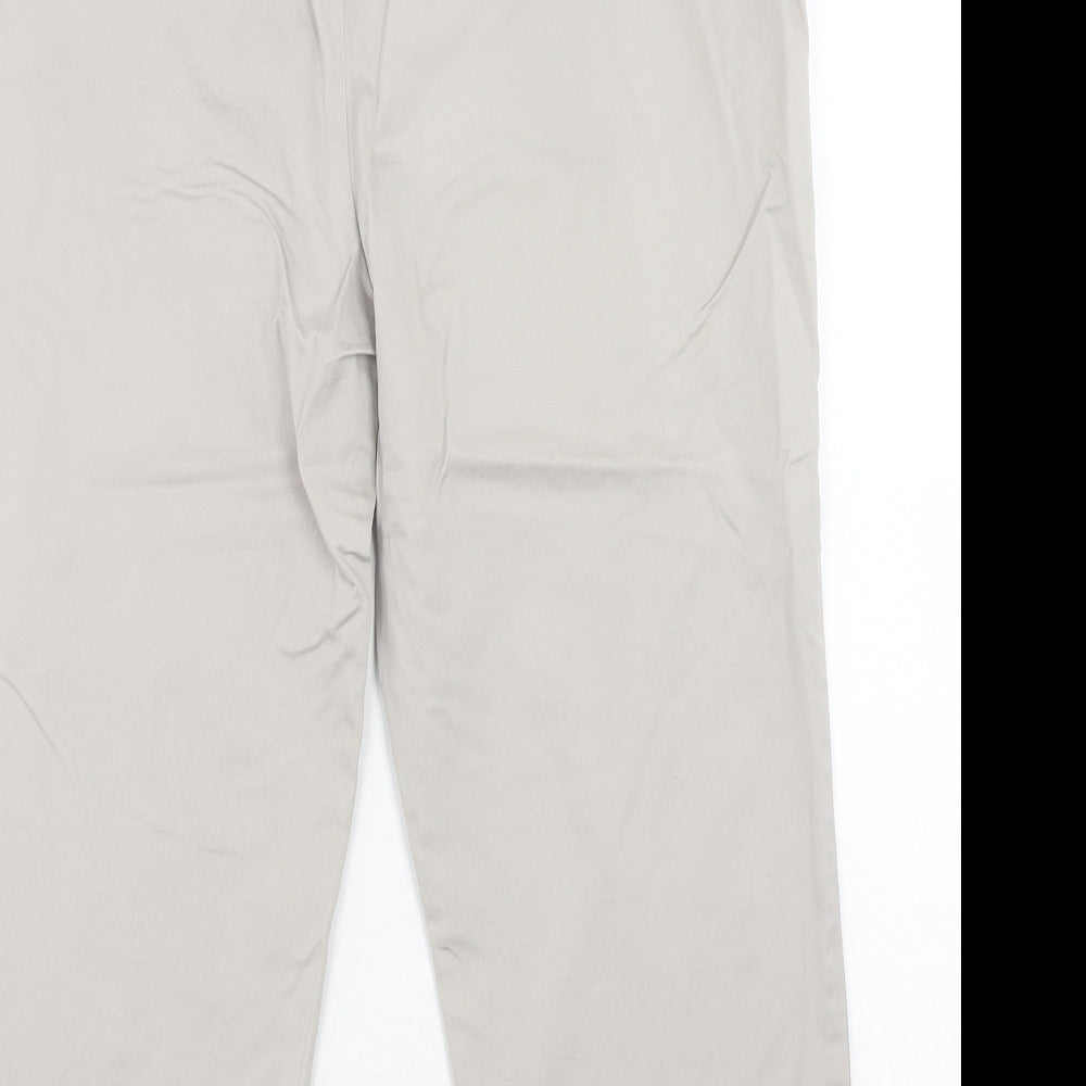 Marks and Spencer Womens Beige Cotton Cropped Trousers Size 16 Regular Zip