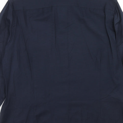 Spitalfields Mens Blue Polyester Button-Up Size 16.5 Collared Button