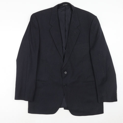 st Michael Mens Blue Striped Wool Jacket Suit Jacket Size 42 Regular