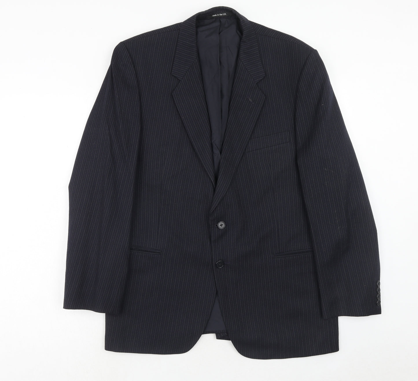 st Michael Mens Blue Striped Wool Jacket Suit Jacket Size 42 Regular