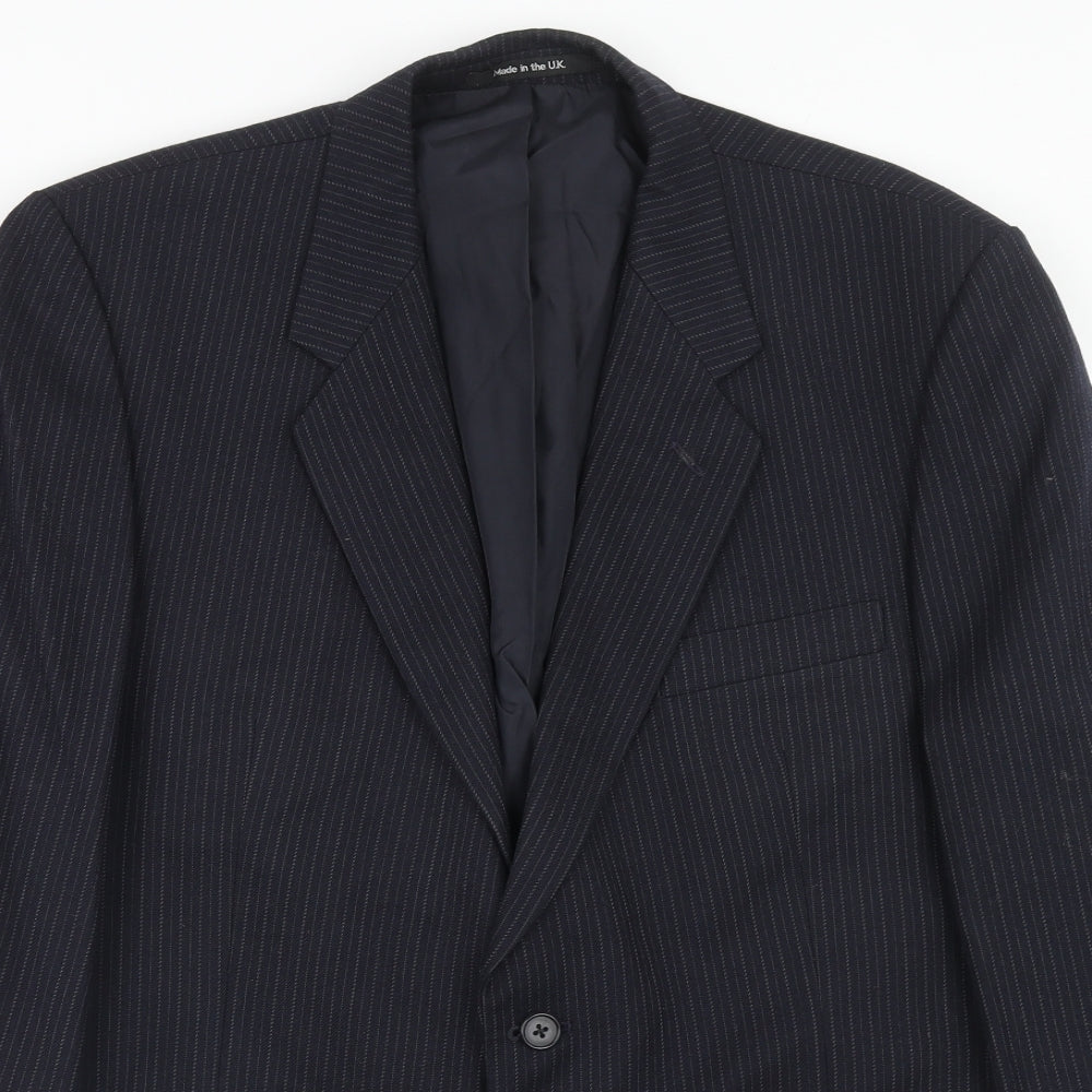 st Michael Mens Blue Striped Wool Jacket Suit Jacket Size 42 Regular