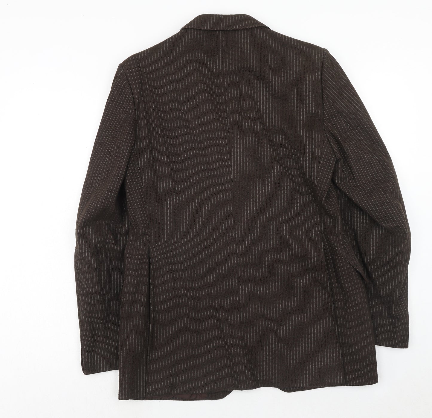 Preworn Mens Brown Striped Wool Jacket Suit Jacket Size 36 Regular