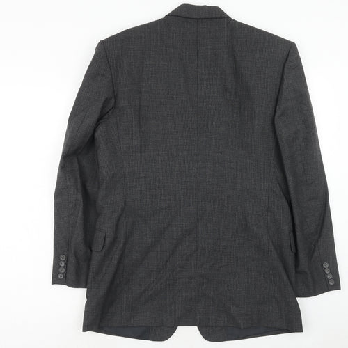 n.u.k Mens Grey Check Polyester Jacket Suit Jacket Size 36 Regular