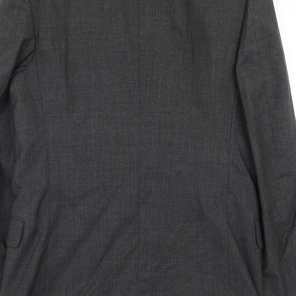 n.u.k Mens Grey Check Polyester Jacket Suit Jacket Size 36 Regular