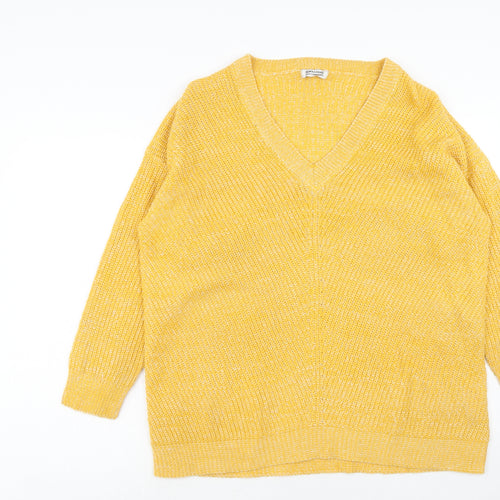 JD Wiliams Womens Yellow V-Neck Acrylic Pullover Jumper Size M - Size 18-22
