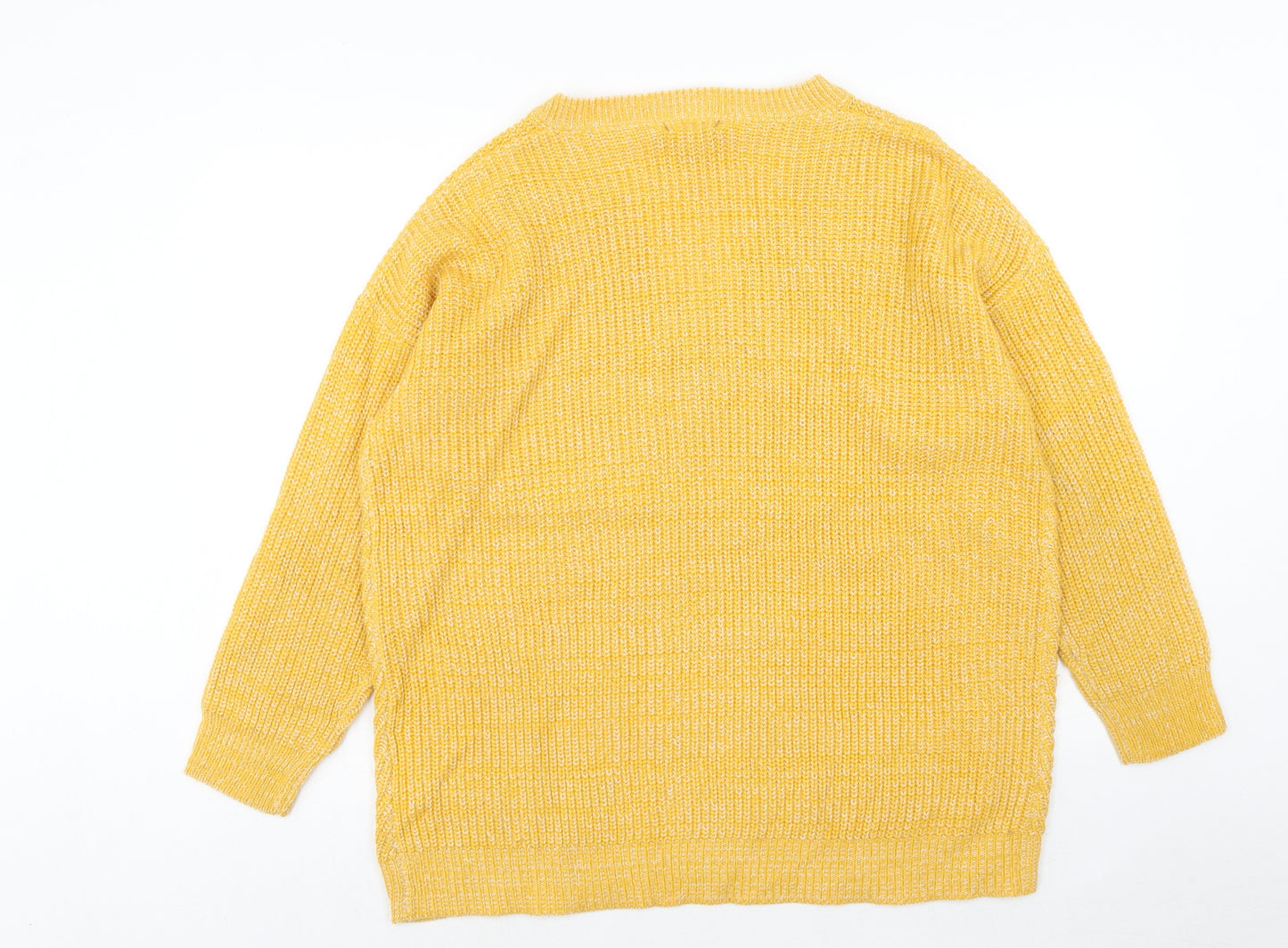 JD Wiliams Womens Yellow V-Neck Acrylic Pullover Jumper Size M - Size 18-22