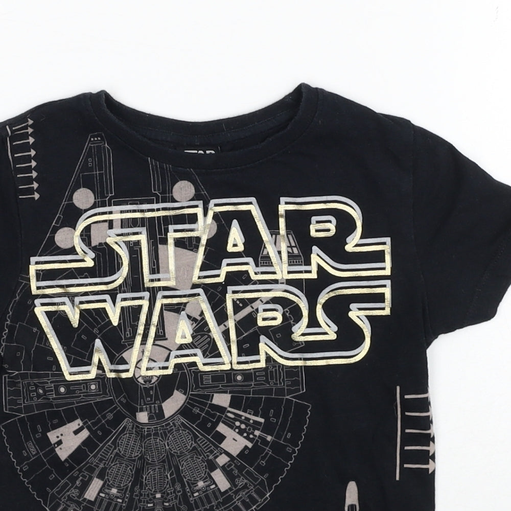 Star Wars Boys Black Cotton Basic T-Shirt Size 6 Years Round Neck Pullover - Star Wars