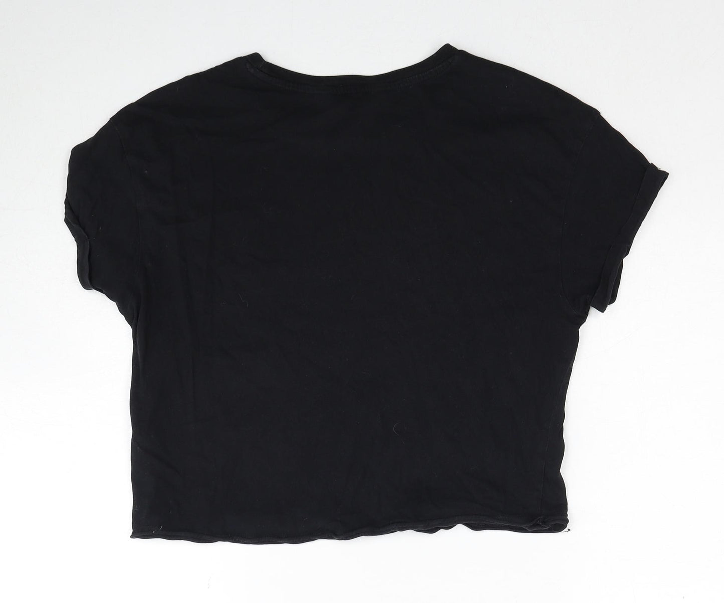 New Look Girls Black Cotton Jersey T-Shirt Size 14-15 Years Round Neck Pullover - Colorado Denver