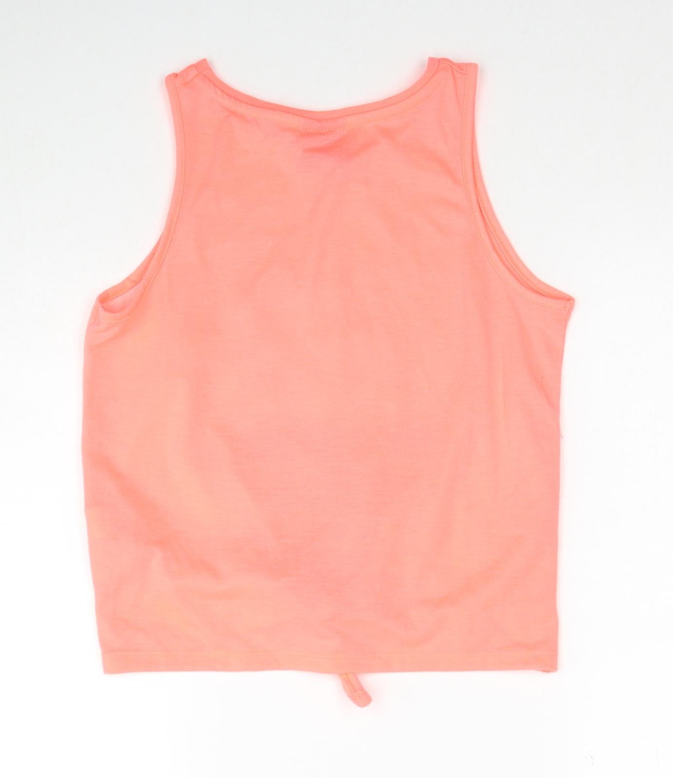 Primark Girls Pink Polyester Basic Tank Size 11-12 Years Round Neck Pullover - Unicorn Never Enough Sparkle