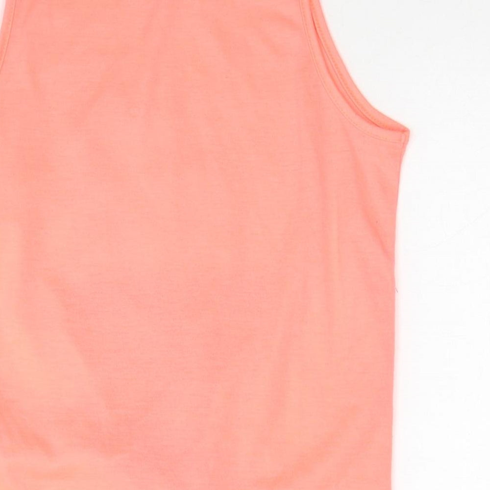 Primark Girls Pink Polyester Basic Tank Size 11-12 Years Round Neck Pullover - Unicorn Never Enough Sparkle