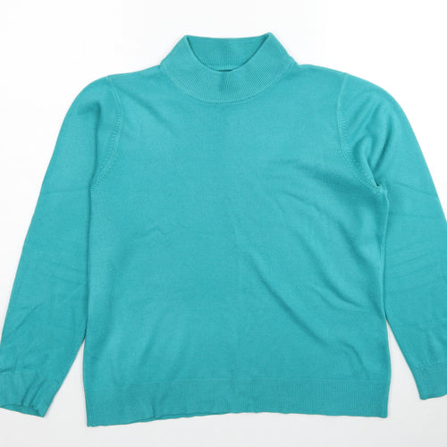 BHS Womens Blue Mock Neck Acrylic Pullover Jumper Size 16