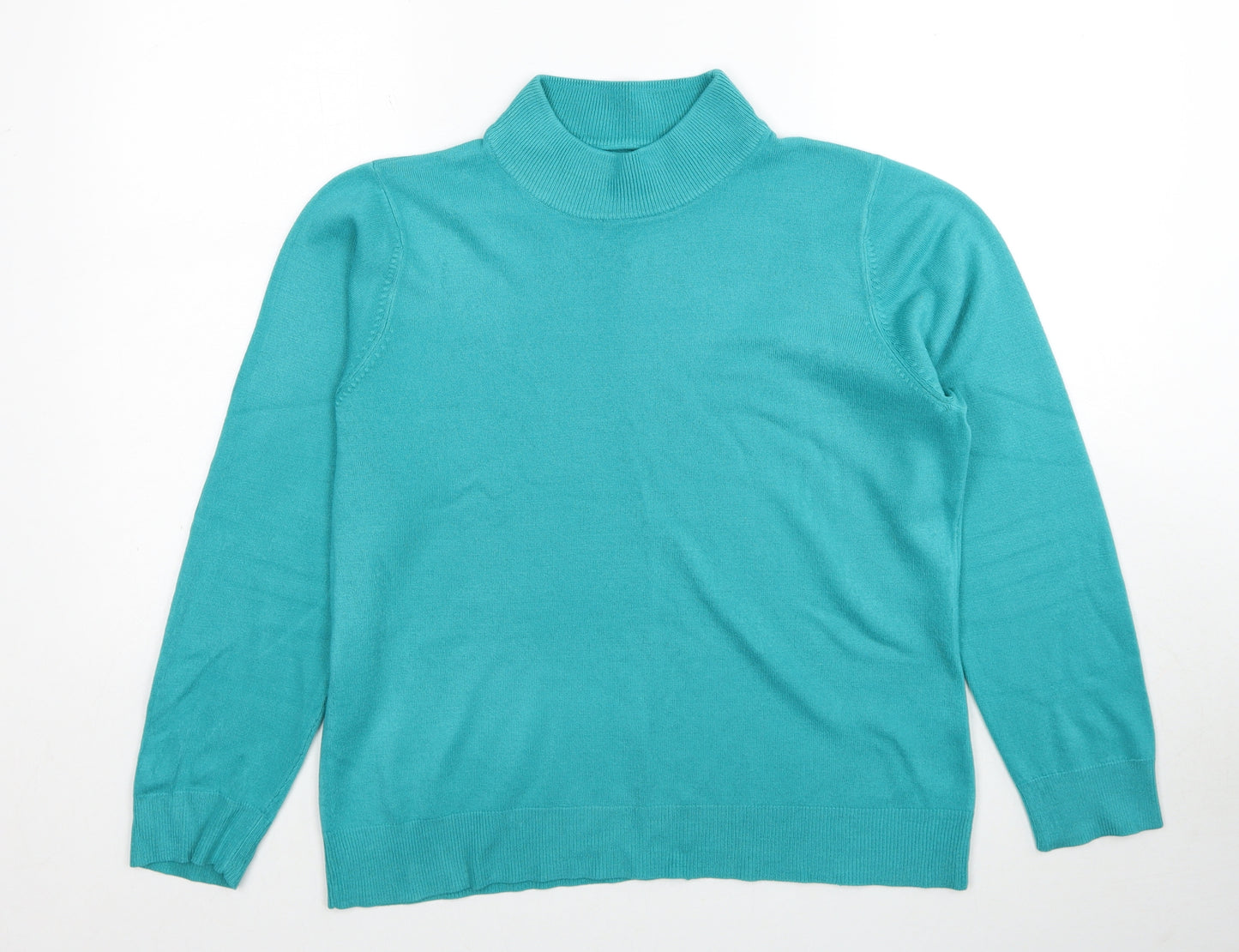 BHS Womens Blue Mock Neck Acrylic Pullover Jumper Size 16