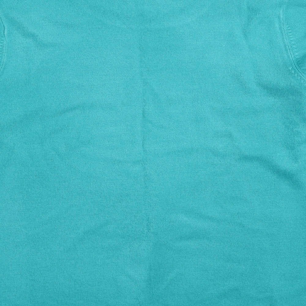 BHS Womens Blue Mock Neck Acrylic Pullover Jumper Size 16