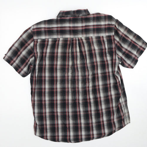 Avenue Mens Multicoloured Plaid Cotton Button-Up Size M Collared Button