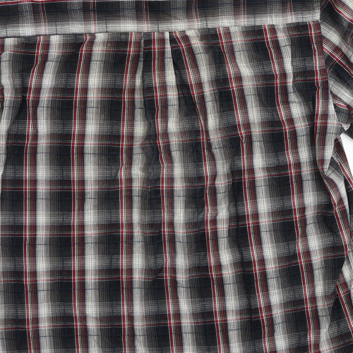 Avenue Mens Multicoloured Plaid Cotton Button-Up Size M Collared Button