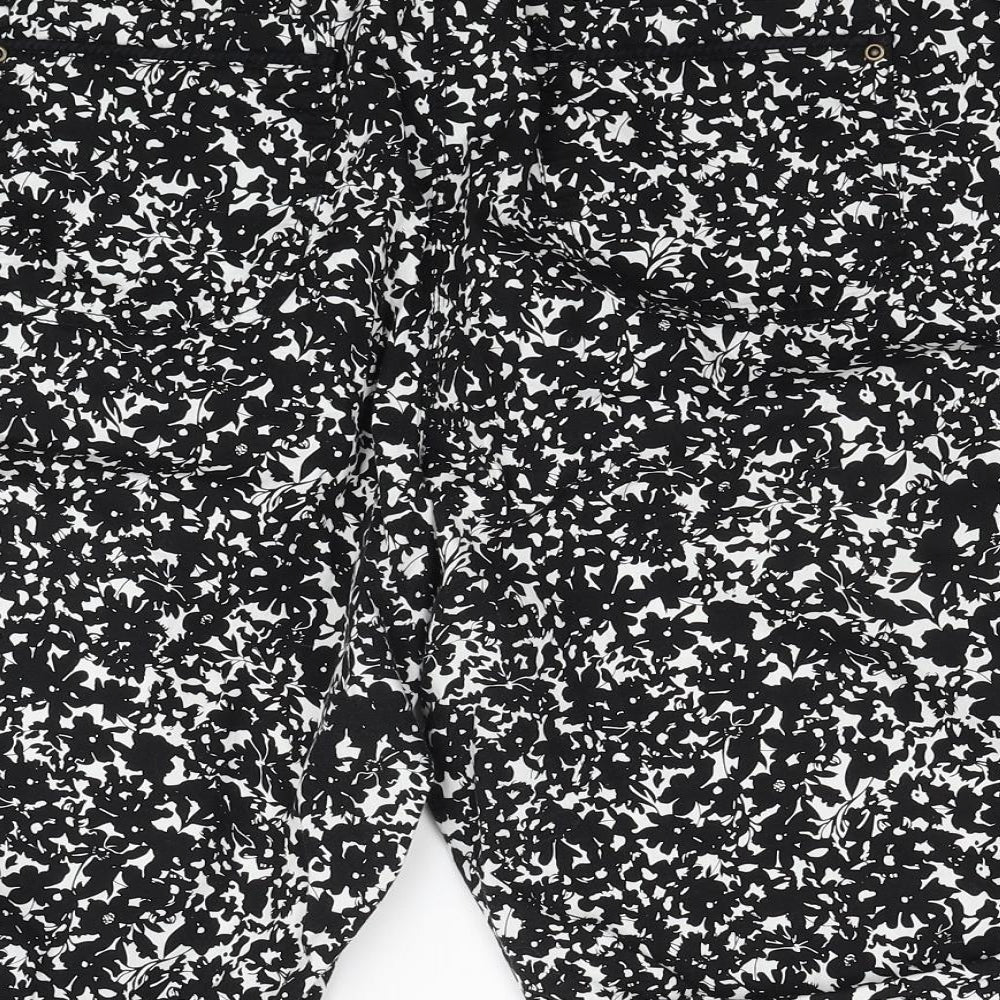 George Womens Black Floral Cotton Bermuda Shorts Size 18 Regular Drawstring