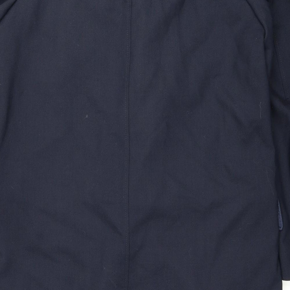 Zara Mens Blue Overcoat Coat Size XL Button