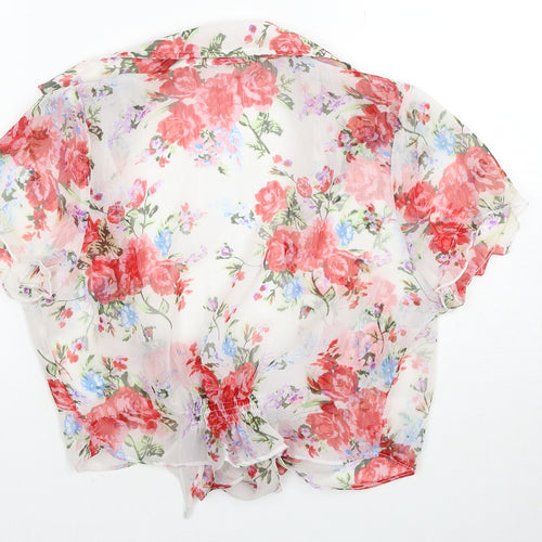 QED London Womens Multicoloured Floral Polyester Basic Blouse Size S Collared