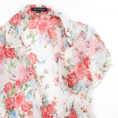QED London Womens Multicoloured Floral Polyester Basic Blouse Size S Collared