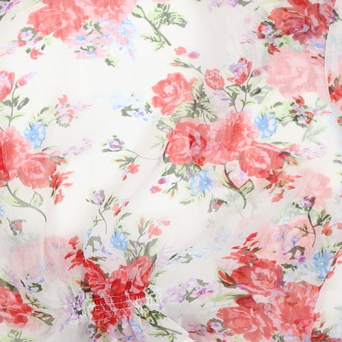 QED London Womens Multicoloured Floral Polyester Basic Blouse Size S Collared
