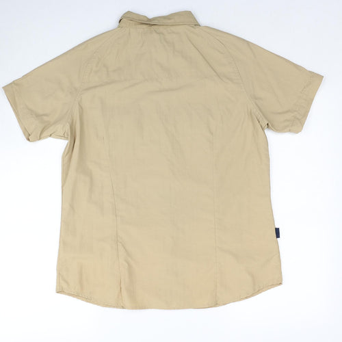 Granite Womens Beige Polyester Basic Button-Up Size 12 Collared