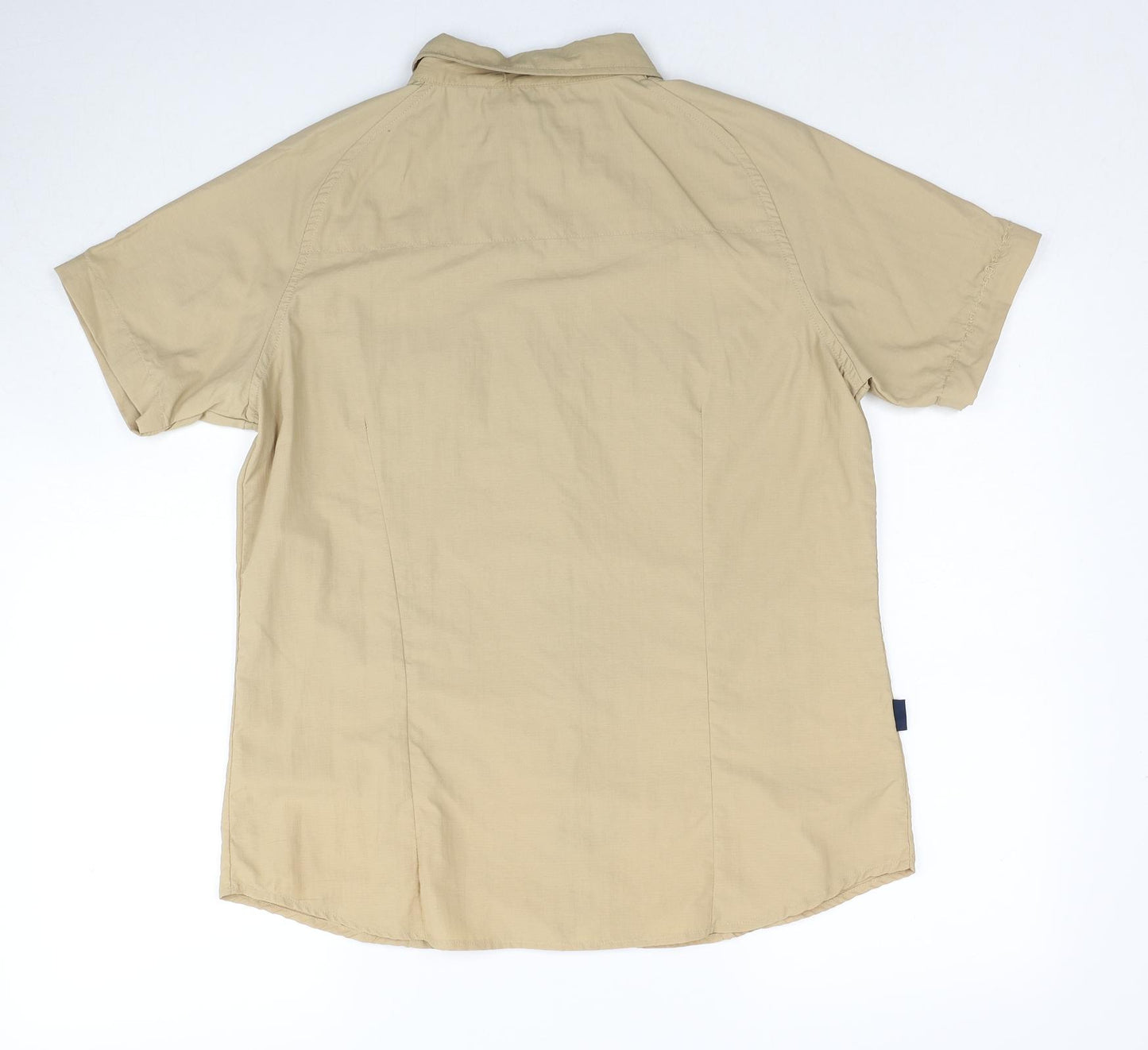 Granite Womens Beige Polyester Basic Button-Up Size 12 Collared