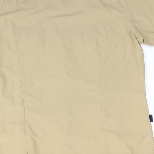 Granite Womens Beige Polyester Basic Button-Up Size 12 Collared