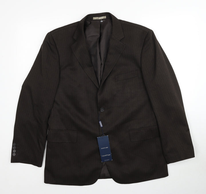 Taylor & Wright Mens Brown Striped Polyester Jacket Suit Jacket Size 40 Regular