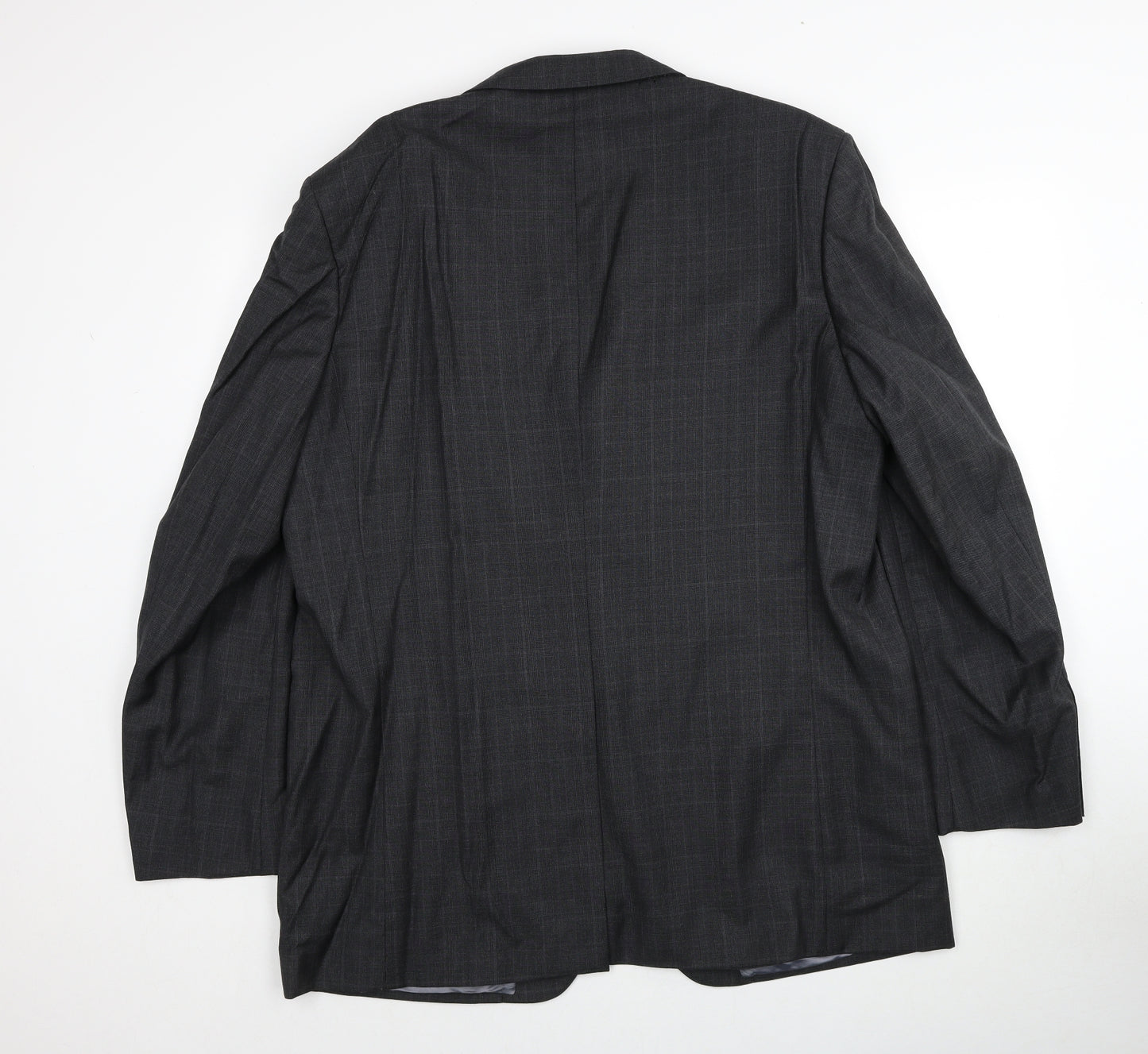 Marks and Spencer Mens Grey Plaid Wool Jacket Suit Jacket Size L Regular