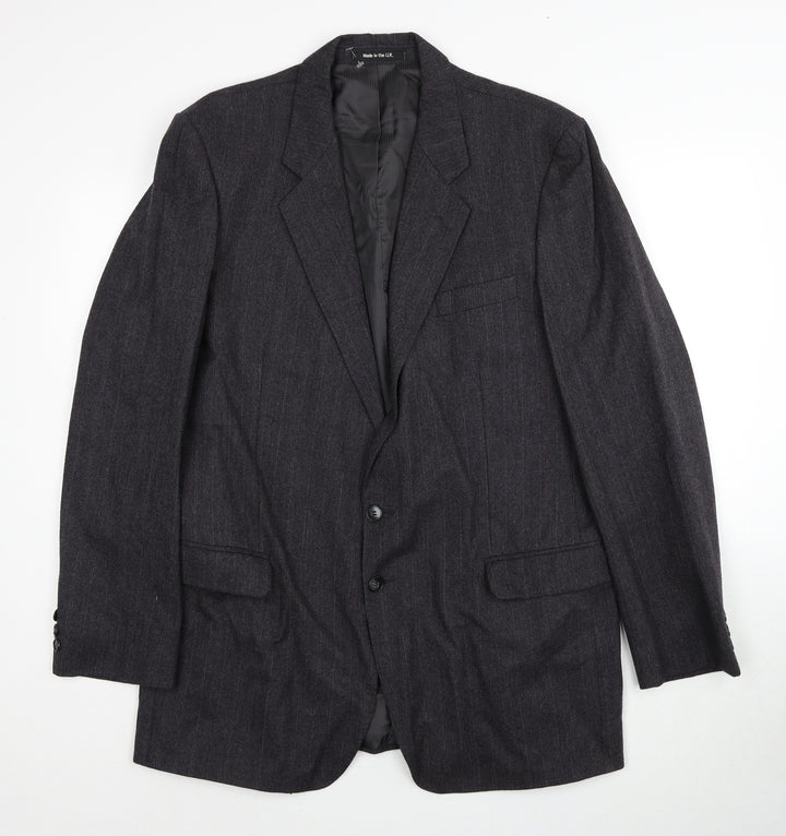 Marks and Spencer Mens Grey Striped Wool Jacket Suit Jacket Size 42 Regular