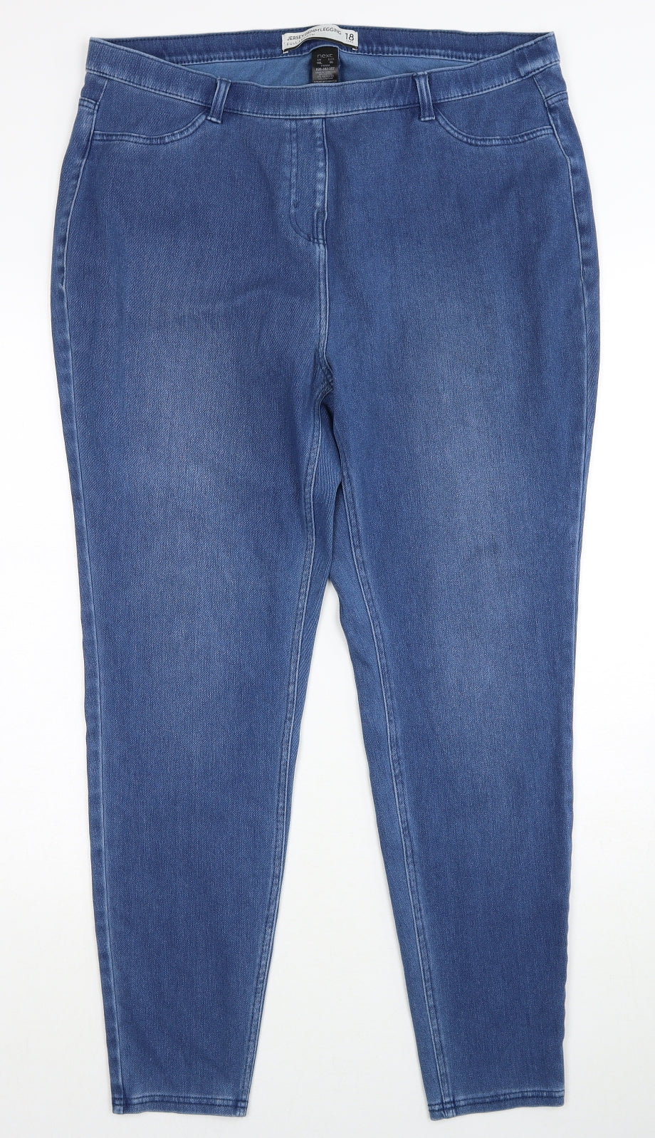 NEXT Womens Blue Herringbone Cotton Jegging Jeans Size 18 Regular