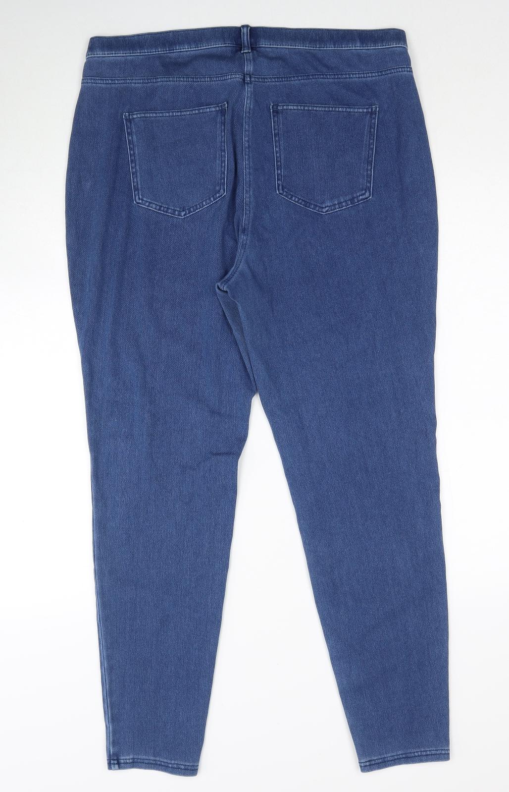 NEXT Womens Blue Herringbone Cotton Jegging Jeans Size 18 Regular